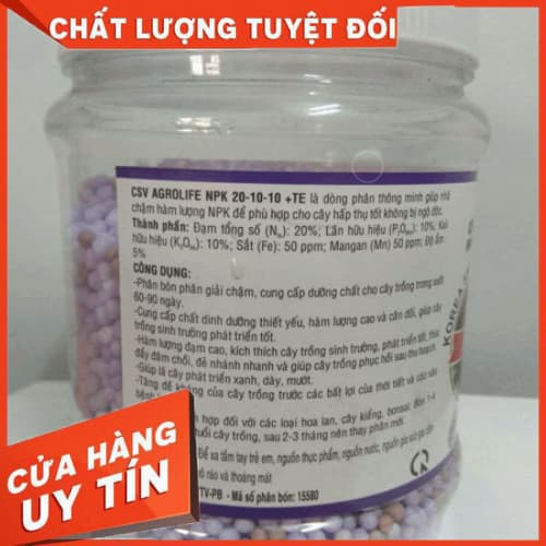 Phân bón tan chậm NPK 20-10-10+TE CSV- AGROLIFE - Hàn quốc- hộp 150 gram